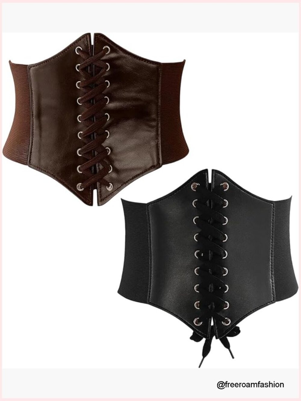 2-Pack Adjustable Corset Belts, Faux Leather, Versatile Waist Belt Set